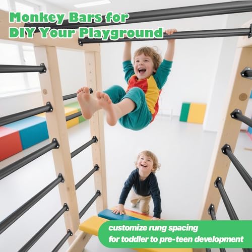 DOLEMODUO 15 Pack Steel Monkey Bars for Kids 215 Inch Backyard Climbing Play Set AccessoriesBlack DIY Monkey Bar kit with Screws for Backyard Swing Set Playground Equipment - Image 5