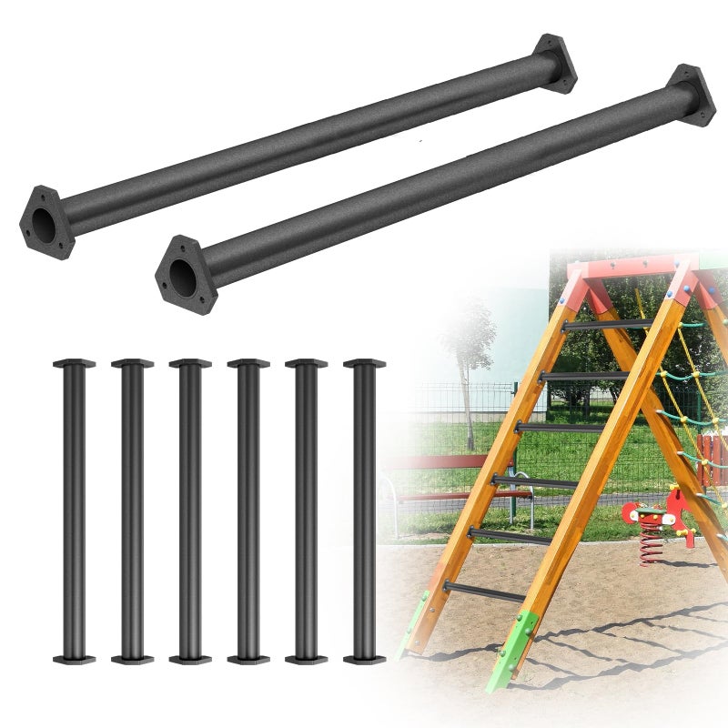 DOLEMODUO 15 Pack Steel Monkey Bars for Kids 215 Inch Backyard Climbing Play Set AccessoriesBlack DIY Monkey Bar kit with Screws for Backyard Swing Set Playground Equipment - Image 3