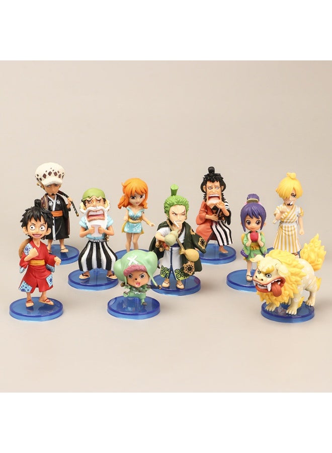 HALAMODO One Piece 10-Piece Wano Country Figure Set Luffy, Zoro, Sanji, Nami, Kin'emon, Tama & More - 8cm Anime Miniatures, Ideal Desk Decor and Birthday Gift - Image 3
