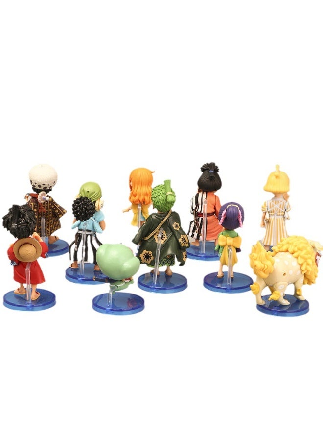 HALAMODO One Piece 10-Piece Wano Country Figure Set Luffy, Zoro, Sanji, Nami, Kin'emon, Tama & More - 8cm Anime Miniatures, Ideal Desk Decor and Birthday Gift - Image 4