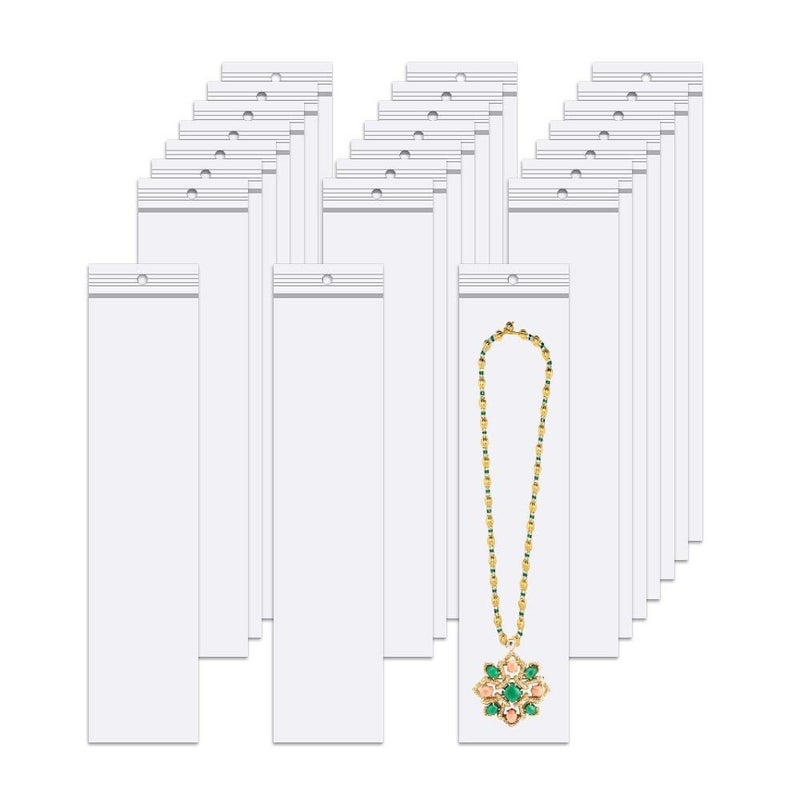 3 x 12" Long Jewelry Bags Clear 100pcs Clear Necklace Bags with Hang Hole Poly Zip Seal Storage Bags for Packaging Shipping Incense 2 Mil (4 Sizes to Choose from)