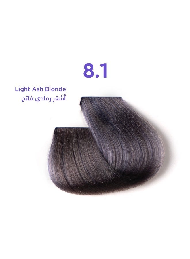 1B Hair Color Cream #8.1 Light Ash Blonde – Permanent Cool Blonde Hair Dye with Tress Tones Tyrosine Complex | 100ml | Smoky Ash Pigment | Long-Lasting Color for Light Blonde Hair - Image 1