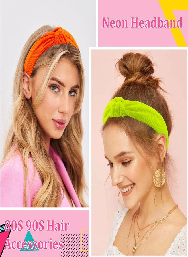 KICOSY 4PCS Neon Headband for Women 80s 90s Headband Neon Hair Accessories Knotted Head band Cross Knot Hair Bands Neon on Headband - Image 3