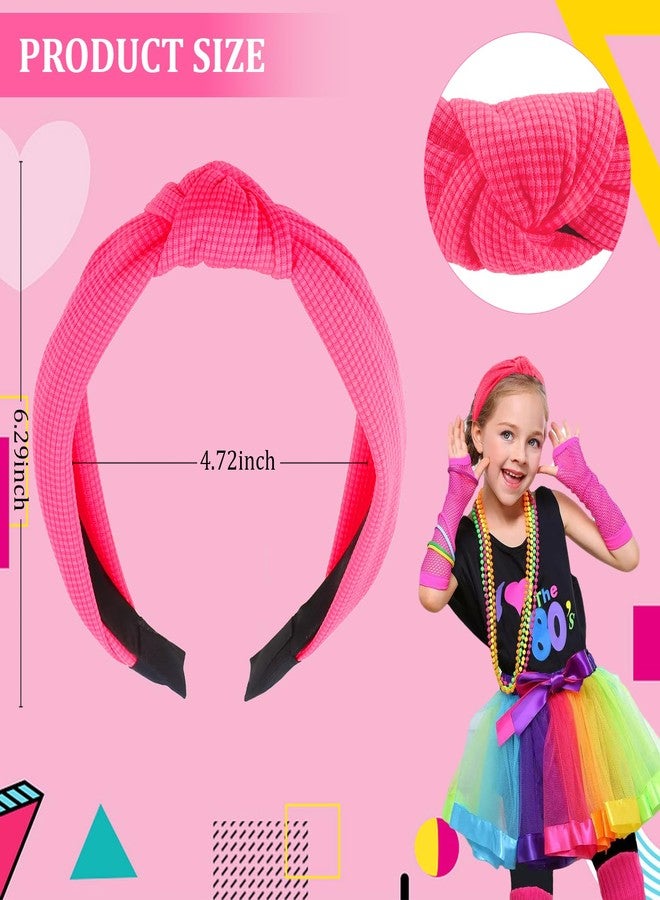 KICOSY 4PCS Neon Headband for Women 80s 90s Headband Neon Hair Accessories Knotted Head band Cross Knot Hair Bands Neon on Headband - Image 4