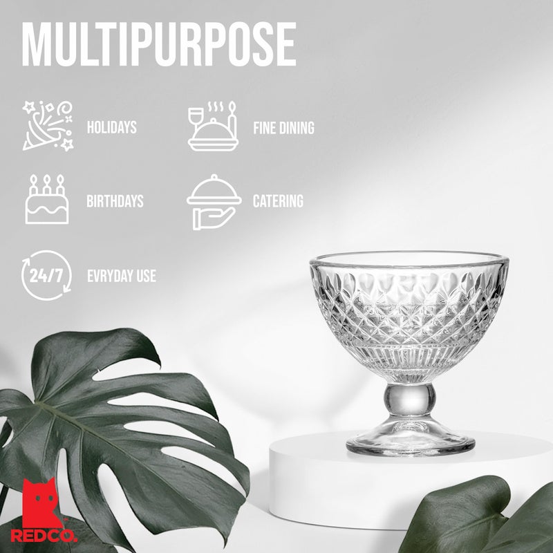 Red Co. Classic Footed Dessert Cups, Premium Crystal Clear Glass Ice Cream Bowls - Perfect for Parfait Fruit Salad or Pudding, Set of 6, 9 OZ - Image 3