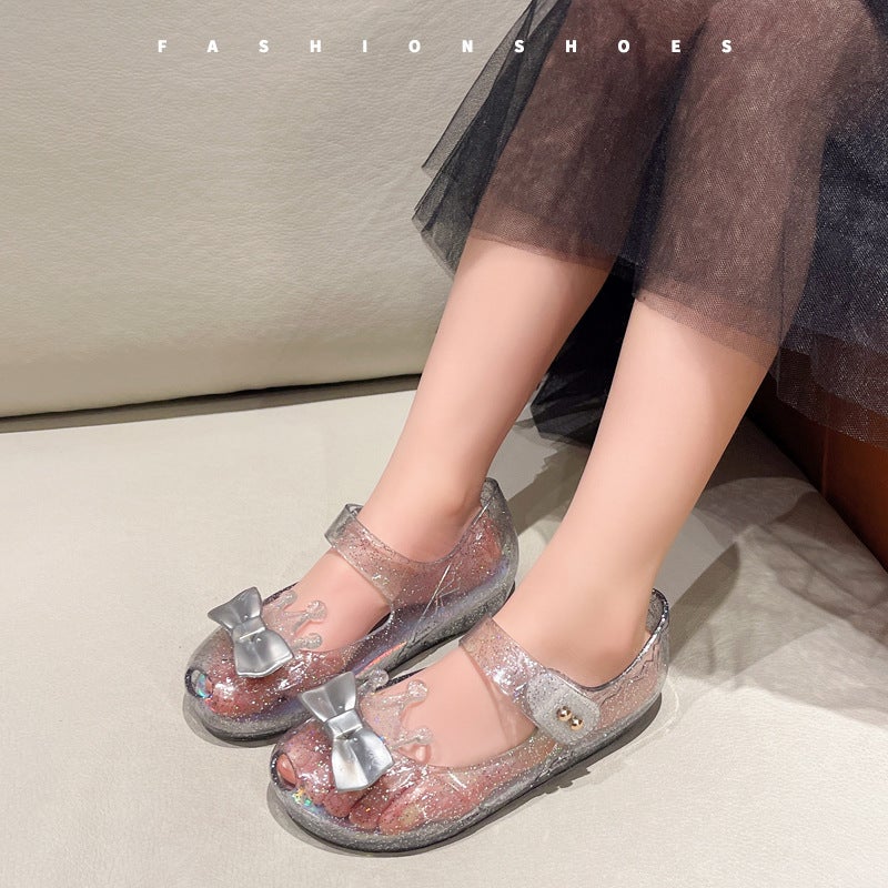 New Low Heel Princess Shoes Soft Sole Girl'S Jelly Shoes Flash Diamond Baby Shoes Children'S Crown Crystal Sandals - Image 2