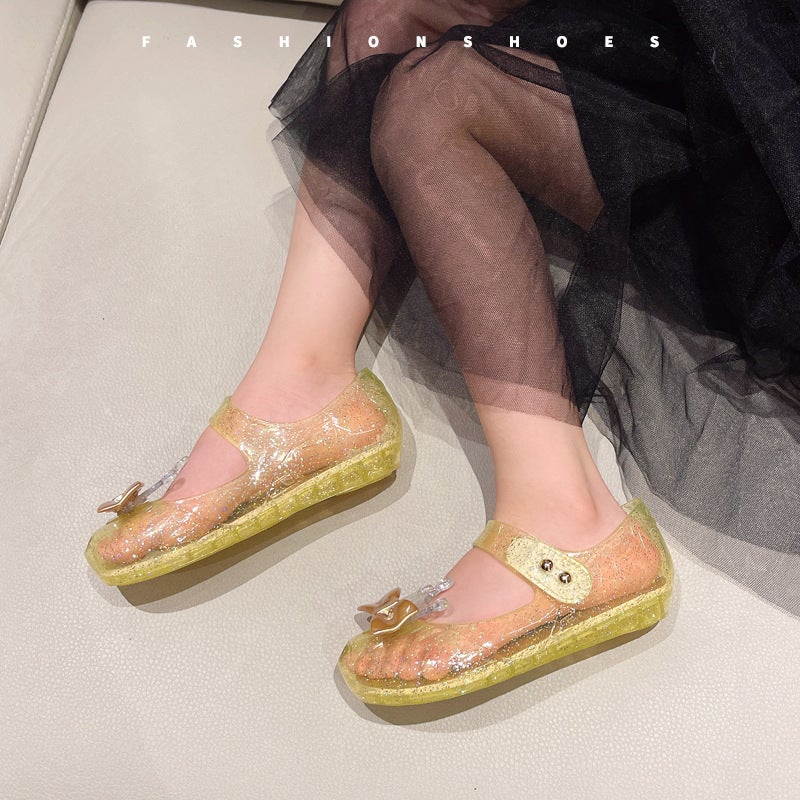 New Low Heel Princess Shoes Soft Sole Girl'S Jelly Shoes Flash Diamond Baby Shoes Children'S Crown Crystal Sandals - Image 3