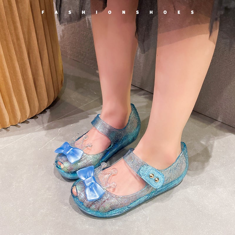 New Low Heel Princess Shoes Soft Sole Girl'S Jelly Shoes Flash Diamond Baby Shoes Children'S Crown Crystal Sandals - Image 1