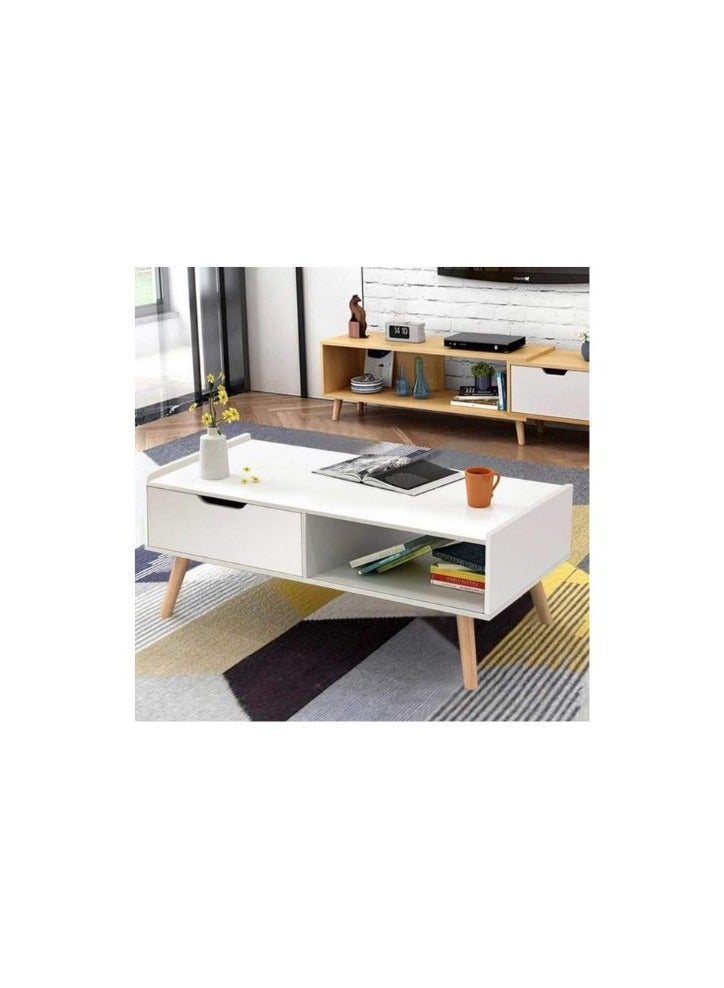 Woplek White Wooden Coffee Table - Image 1
