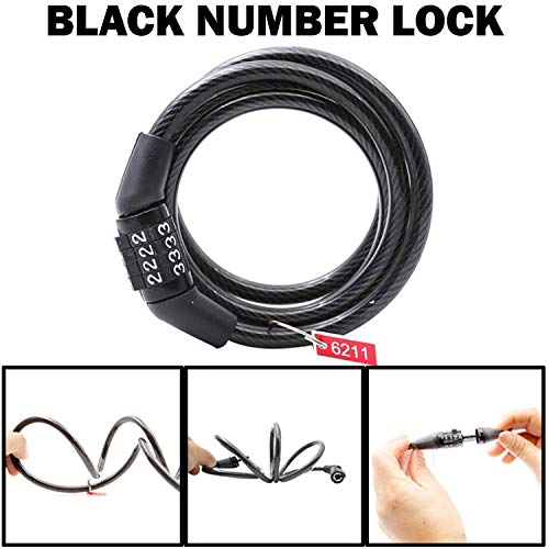 AUTO Pearl Multipurpose Heavy Duty, Security Number Lock, Bike Cable Lock Anti-Theft Protection Bicycle Number Locks Compatible with Revolt RV Cafe Racer (Black) - Image 4