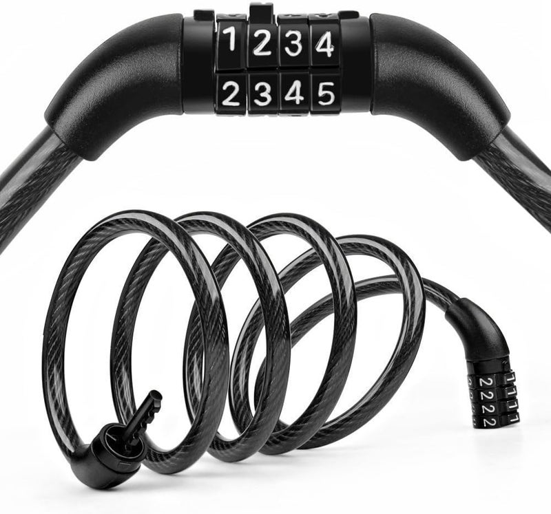 AUTO Pearl Multipurpose Heavy Duty, Security Number Lock, Bike Cable Lock Anti-Theft Protection Bicycle Number Locks Compatible with Revolt RV Cafe Racer (Black) - Image 3