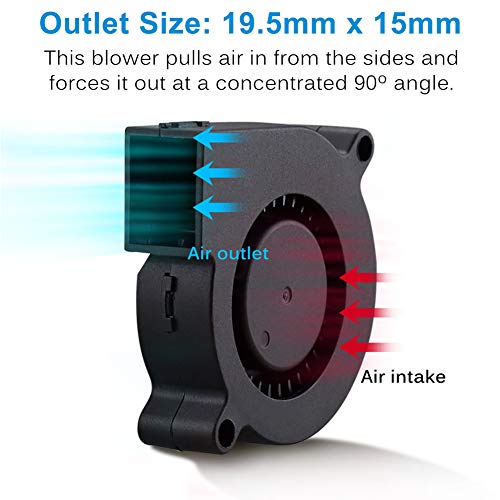 GDSTIME 2-Pack 50mm x 15mm Blower Fan 12V 5015 Dual Ball Bearing DC Brushless Cooling Turbo Fan 2 Pin 39 inch Cable for 3D Printer Accessory - Image 5