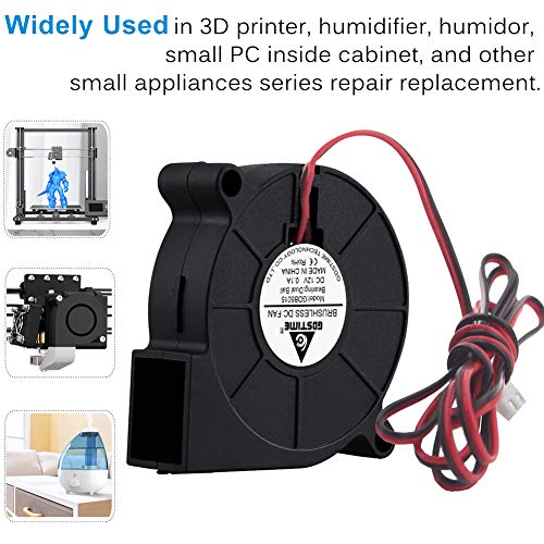 GDSTIME 2-Pack 50mm x 15mm Blower Fan 12V 5015 Dual Ball Bearing DC Brushless Cooling Turbo Fan 2 Pin 39 inch Cable for 3D Printer Accessory - Image 2