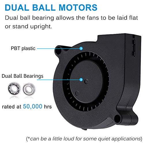 GDSTIME 2-Pack 50mm x 15mm Blower Fan 12V 5015 Dual Ball Bearing DC Brushless Cooling Turbo Fan 2 Pin 39 inch Cable for 3D Printer Accessory - Image 4