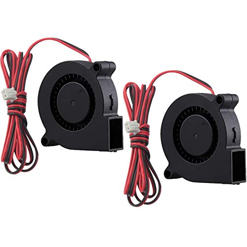 GDSTIME 2-Pack 50mm x 15mm Blower Fan 12V 5015 Dual Ball Bearing DC Brushless Cooling Turbo Fan 2 Pin 39 inch Cable for 3D Printer Accessory - Image 1