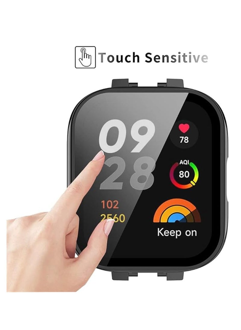 SYOSI 2 Pcs Case With Tempered Glass Screen Protector Compatible for Xiaomi Redmi Watch 3, 9H Hardness All-round Protective Cover Ultra-thin Protective PC Case Cover, Black and Yellow  - Image 5