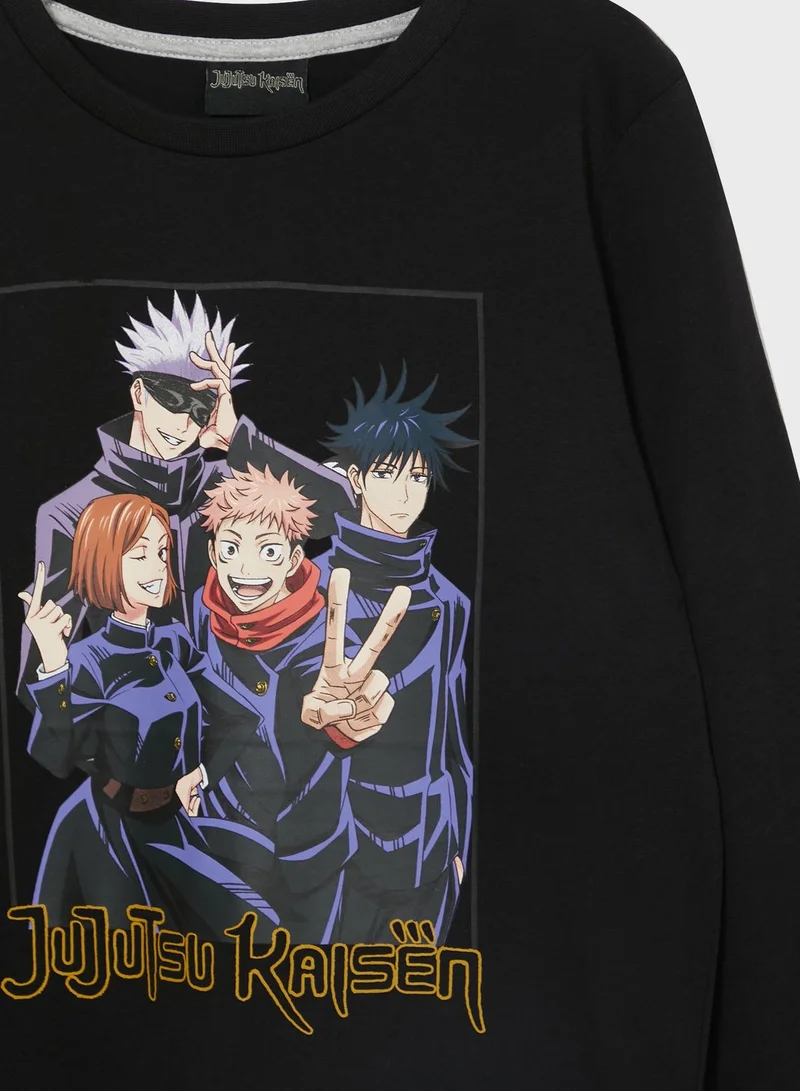 Jujutsu Kaisen Jujutsu Boys Printed Long Sleeve T-Shirt