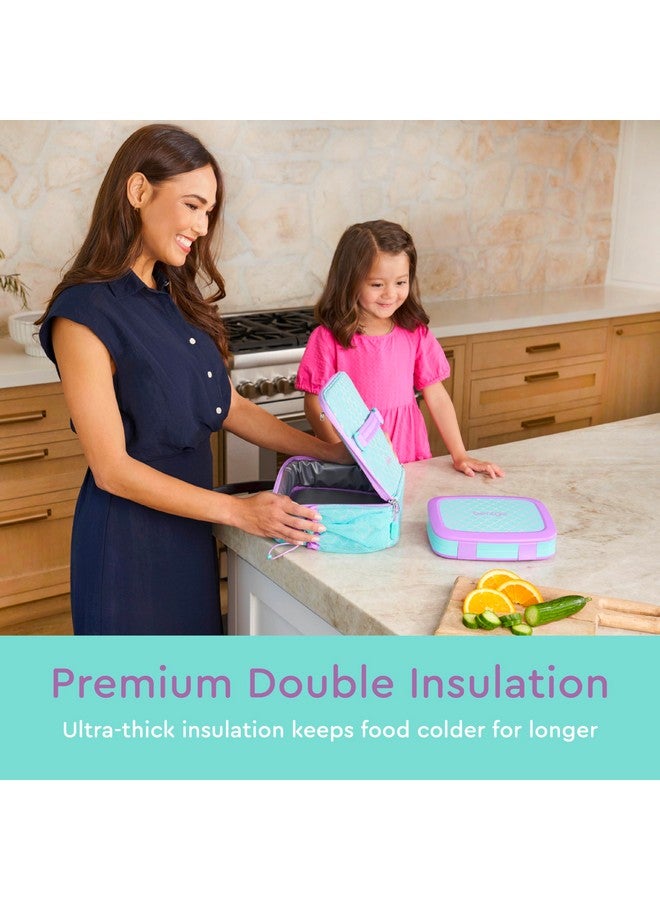 Bentgo Kids Lunch Bag - Durable, Double-Insulated Lunch Bag for Kids 3+; Holds Lunch Box, Water Bottle, & Snacks; Easy-Clean Water-Resistant Fabric & Multiple Zippered Pockets (Mermaid) - Image 2