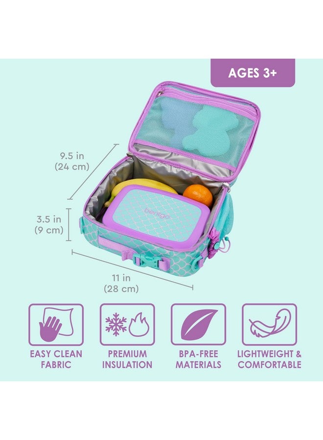 Bentgo Kids Lunch Bag - Durable, Double-Insulated Lunch Bag for Kids 3+; Holds Lunch Box, Water Bottle, & Snacks; Easy-Clean Water-Resistant Fabric & Multiple Zippered Pockets (Mermaid) - Image 3