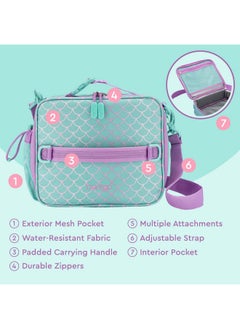 Bentgo Bentgo Kids Lunch Bag - Durable, Double-Insulated Lunch Bag for Kids 3+; Holds Lunch Box, Water Bottle, & Snacks; Easy-Clean Water-Resistant Fabric & Multiple Zippered Pockets (Mermaid)  - Image 4
