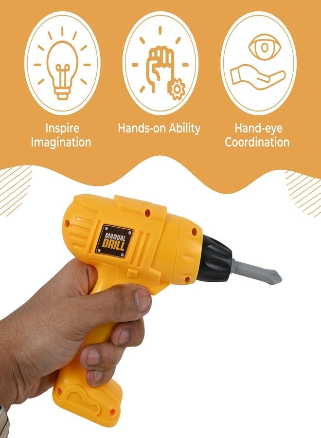 BeFunky Kids Handyman Tools Toy Set, 13 PCS Mechanic Pretend Play Construction Playset Toddler Tool Set with Toy Drill for Kids Ages 3+ (Yellow) - Image 4