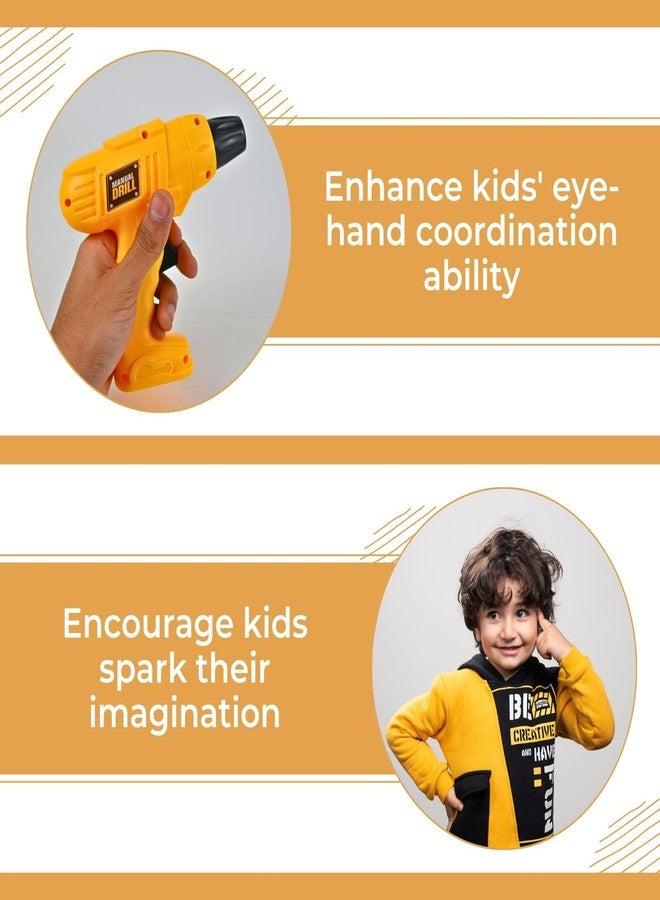 BeFunky Kids Handyman Tools Toy Set, 13 PCS Mechanic Pretend Play Construction Playset Toddler Tool Set with Toy Drill for Kids Ages 3+ (Yellow) - Image 5