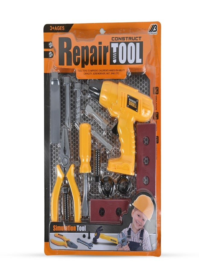 BeFunky Kids Handyman Tools Toy Set, 13 PCS Mechanic Pretend Play Construction Playset Toddler Tool Set with Toy Drill for Kids Ages 3+ (Yellow) - Image 2