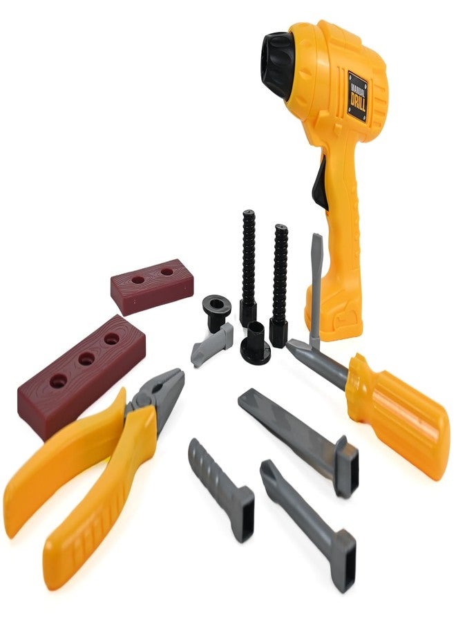 BeFunky Kids Handyman Tools Toy Set, 13 PCS Mechanic Pretend Play Construction Playset Toddler Tool Set with Toy Drill for Kids Ages 3+ (Yellow) - Image 1