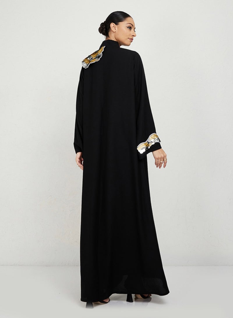 Rosette Abaya Embroidery Abaya  - Image 3