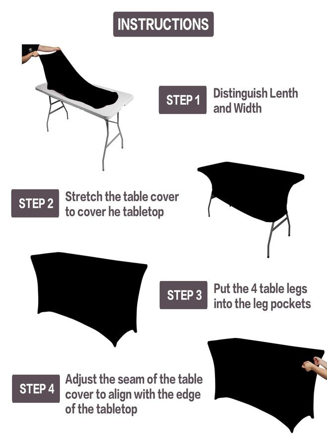 IVAPUPU Spandex Tablecloth Fitted Rectangular 4ft Folding Table Cover Reusable Elastic Table Cloth for Party Buffet Tradeshows Banquet Vendor Weddings Massage, 2Pcs - Image 4