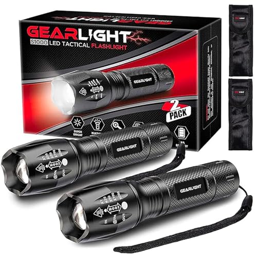 GearLight Torch LED Flashlights - Mini Camping Flashlights with 5 Modes, Zoomable Beam - Powerful and Bright for Outdoor Use - Image 1