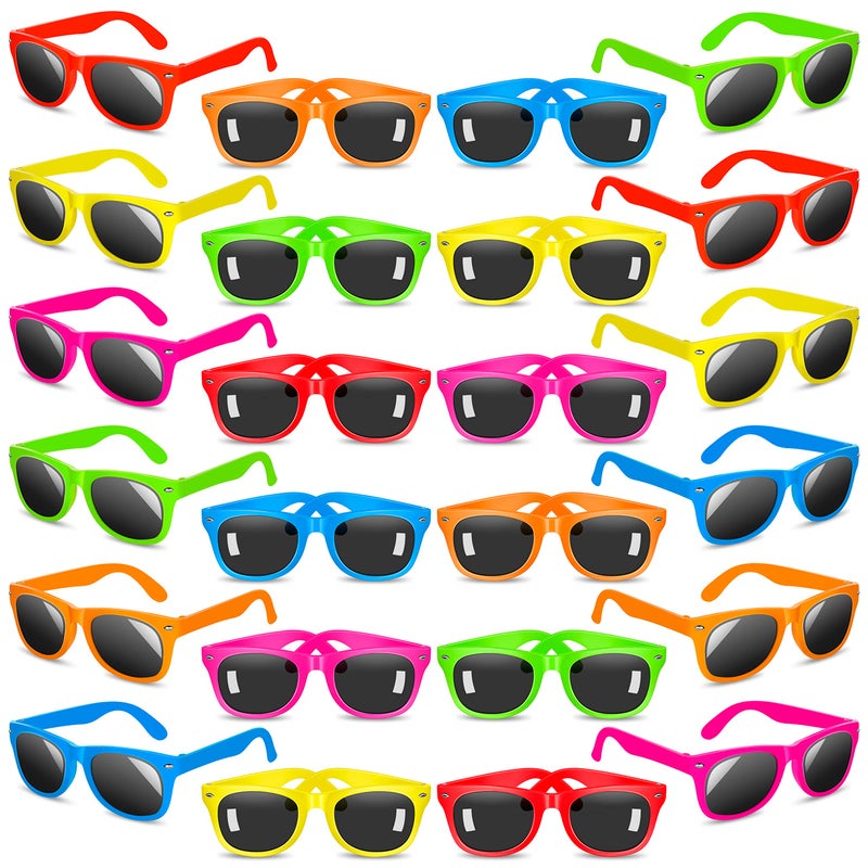 INNOCHEER Party Sunglasses for Kids 24 Pack with UV400 Protection Eyewear Neon Sunglasses for Boys Girls Great Gift for Party Favors Birthday Party and Outdoor Activity - Image 2