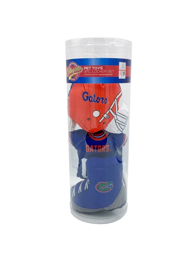 Pets First NCAA Pet Toy - Florida Gators Locker Room Set Toy for Dogs & Cats. Stuffed Pet Toys with Chewable Squeaker Sound. Sports Football Player Themed Dog & Cat Toys Set of 3: Helmet, Jersey, & Boots/Cleat  - Image 2