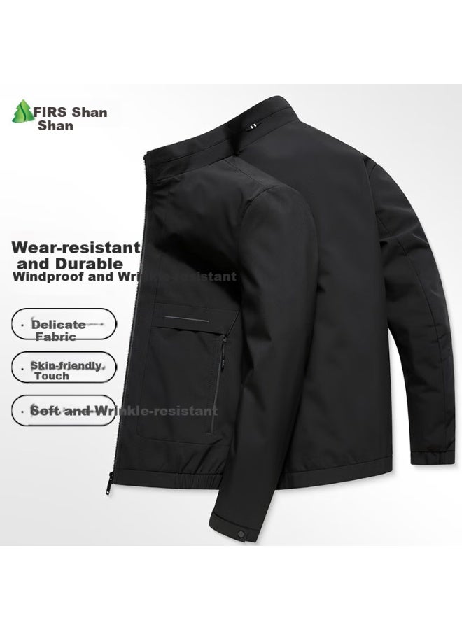 Shanshan Men'S Spring And Autumn Jacket With Stand Collar, Windproof And Wrinkle-Resistant, Business Casual Jacket, Workwear Top For Men
