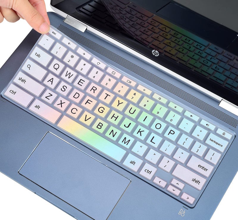 imComor Keyboard Cover for HP x360 14" Chromebook, 14-db/ca/ak/DA 14B-CA 14a-na, 14 G2 G3 G4 G5, HP Chromebook 11 G2, G3, G4, G5, G6 EE G7EE Keyboard Skin, Colorful Rainbow - Image 1