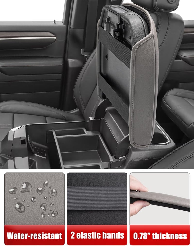 KBH Center Console Armrest Cover for Chevy Silverado & GMC Sierra 2019-2025, Tahoe & Suburban & Yukon 2021-2025, Bucket Seat Console, Leather Arm Rest Cover for Car, Gray - Image 5