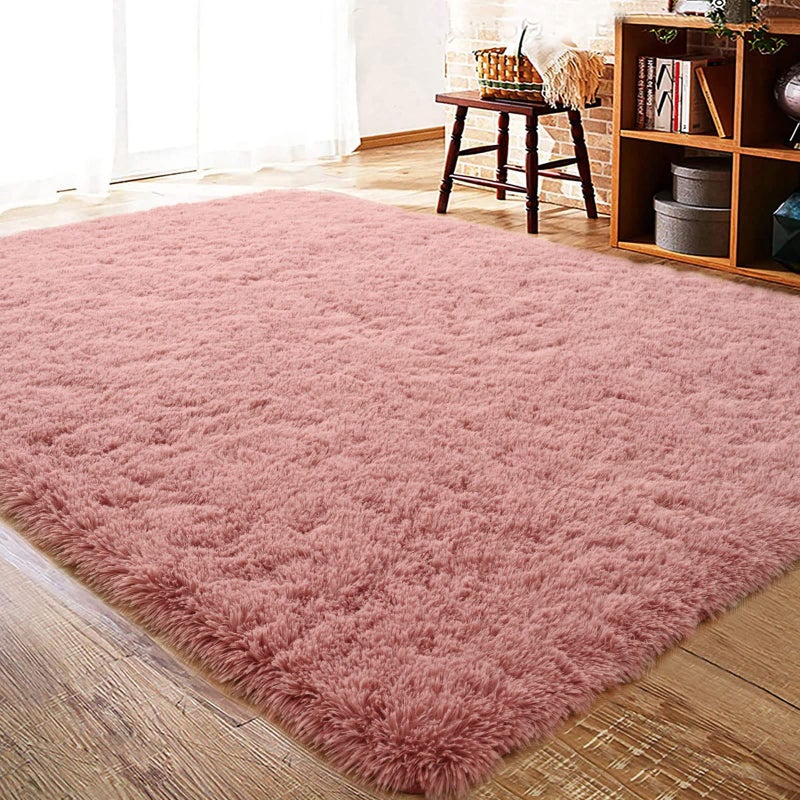 ISEAU Fluffy Rug Carpets Soft Shaggy Area Rugs Indoor Floor Mats for Kids Room Fuzzy Carpet Comfy Cute Nursery Mat Bedside for Boys Girls Bedroom Living Room Home Decor 6ft x 9ftBlush
