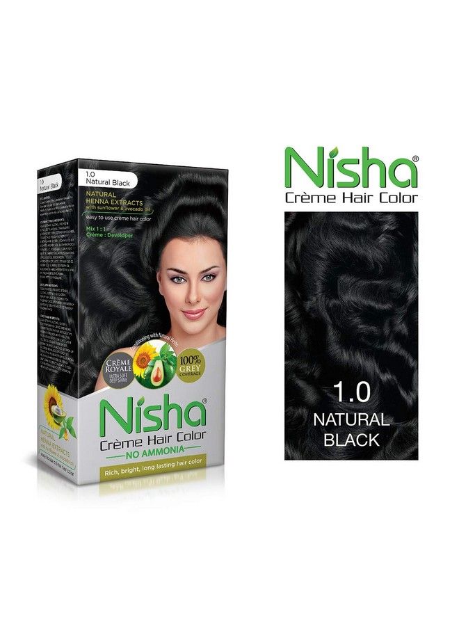 Nisha Hair Colour No Ammonia Formula Creme Hair Color 60Gm + 60Ml Black Shade 1.0 (Pack Of 3) - Image 3