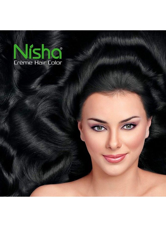 Nisha Hair Colour No Ammonia Formula Creme Hair Color 60Gm + 60Ml Black Shade 1.0 (Pack Of 3) - Image 4