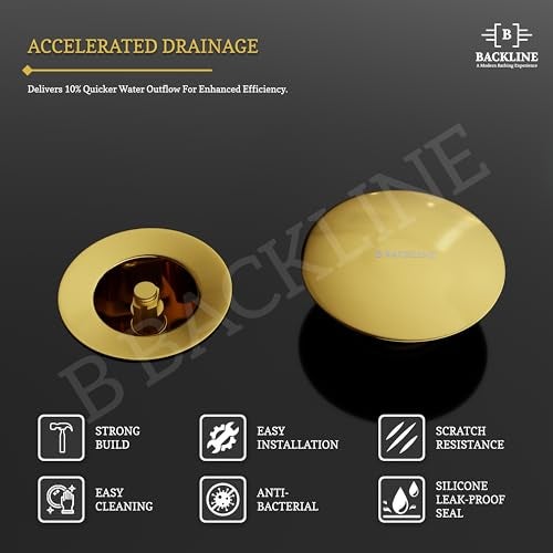 B Backline Brass 5-Inch Pop up Waste Coupling for Wash Basin | 32 MM Full Thread Waste Coupling For Basin (Gold Glossy, 5-INCH) - Image 4