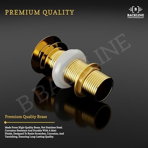 B Backline Brass 5-Inch Pop up Waste Coupling for Wash Basin | 32 MM Full Thread Waste Coupling For Basin (Gold Glossy, 5-INCH) - Image 2