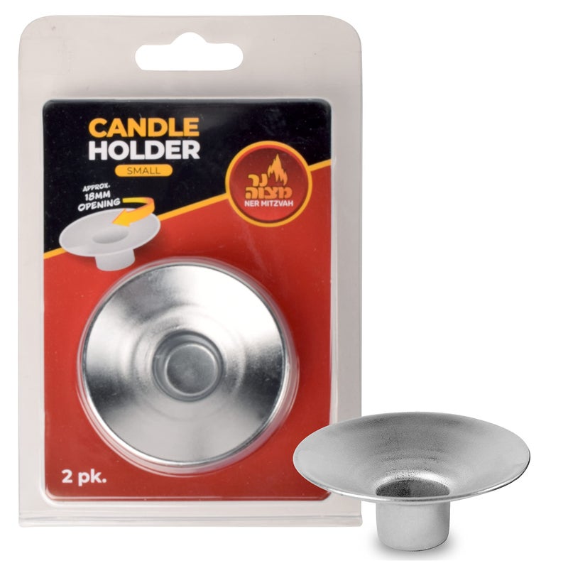 Ner Mitzvah Reusable Metal Candlestick Liners and Drip Guards  Small Nickel Plated Candle Holder Protector Bobeches  Silver  2 Pack