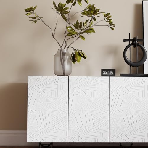 Vinjiasin Minimalist Geometric Line Wallpaper, Modern Gray & White Abstract Pattern Peel and Stick Contact Paper, Removable Waterproof Wallpaper for Living Room Office Bedroom 17.7" x 78.7" - Image 5