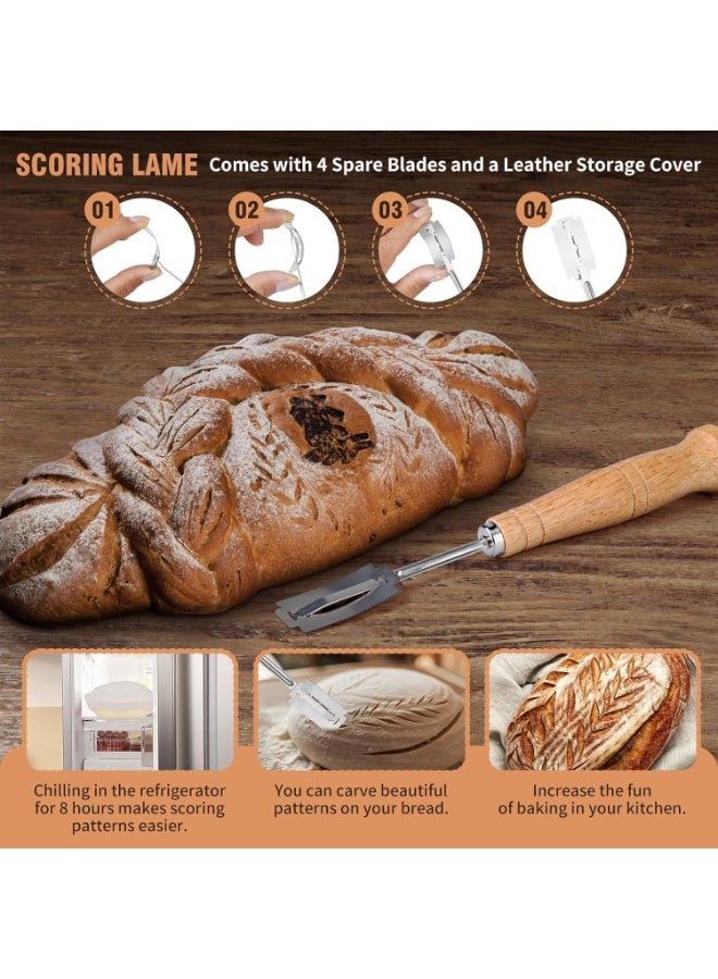 Furtey Sourdough Bread Starter Kit, 21 oz Sourdough Starter Jar, 9'' Round Bread Proofing Basket, Sourdough Bread Baking Supplies, Banneton Bread Baking Gift Set, for Bread Making Baking Fermentation - Image 2