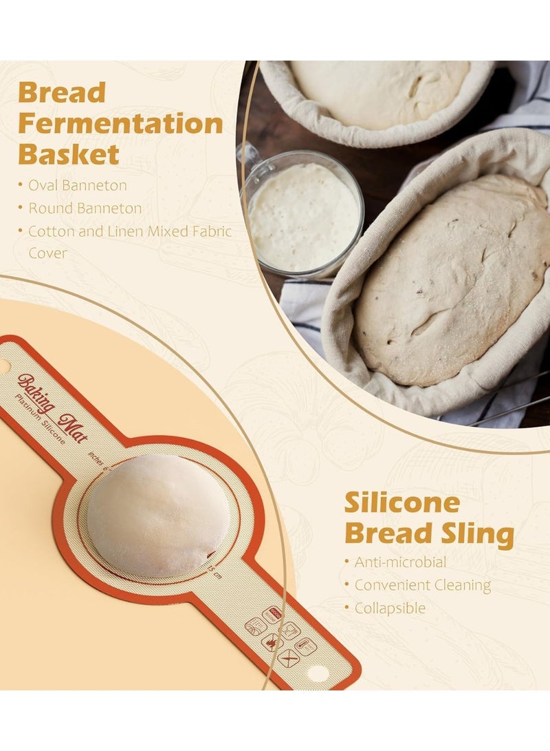 Furtey Sourdough Bread Starter Kit, 21 oz Sourdough Starter Jar, 9'' Round Bread Proofing Basket, Sourdough Bread Baking Supplies, Banneton Bread Baking Gift Set, for Bread Making Baking Fermentation - Image 3