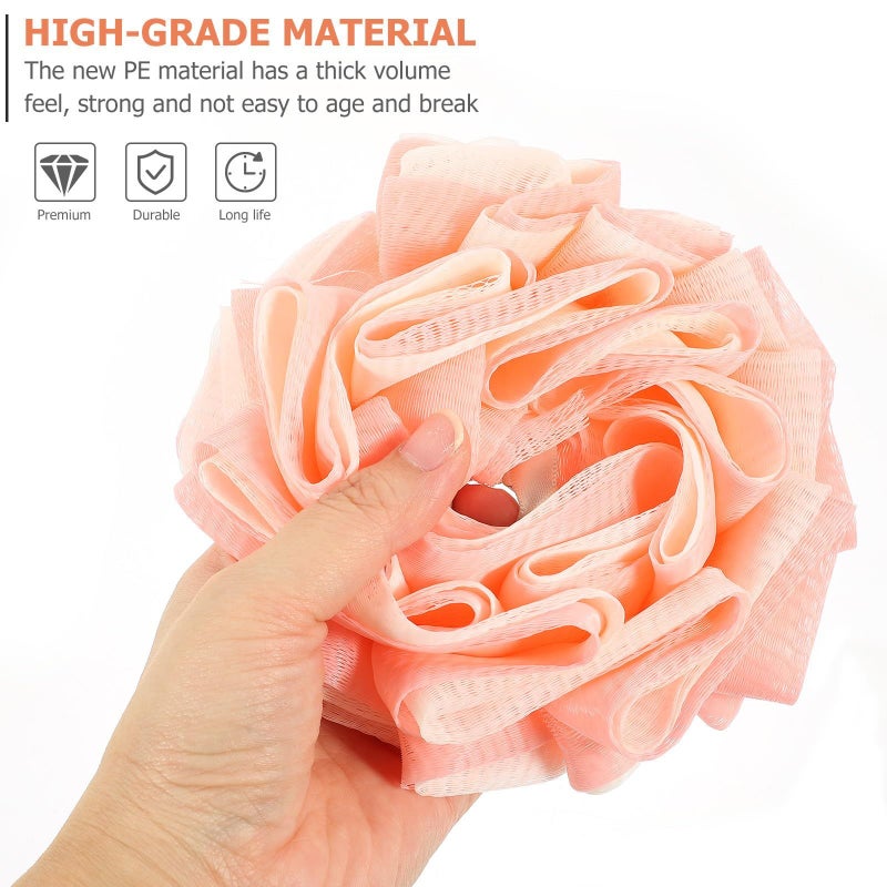 Large Exfoliating Bath Sponge Loofah Mesh Ball Set Of 3 Puffs For Body Cleansing Random Color - Image 4