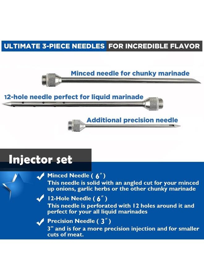 yongsheng 2 oz Stainless Steel Commercial Grade Meat Marinade Flavor Injector Kit 1/2 Cup Capacity Seasoning Injector with 3 Professional Marinade Needles  - Image 4
