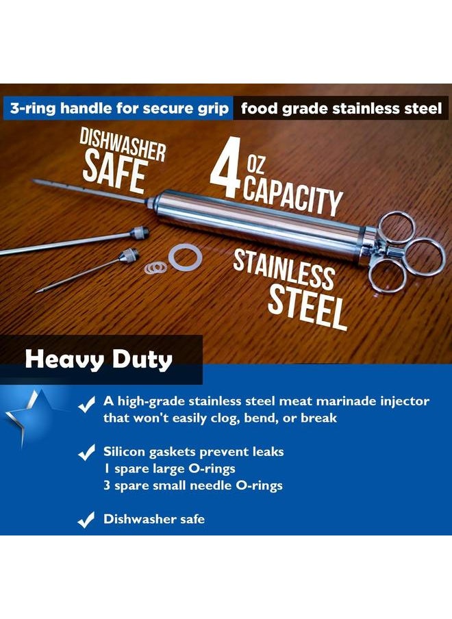 yongsheng 2 oz Stainless Steel Commercial Grade Meat Marinade Flavor Injector Kit 1/2 Cup Capacity Seasoning Injector with 3 Professional Marinade Needles  - Image 2