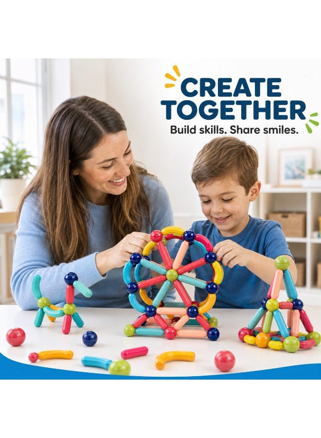 GRAFLO Magnetic Building Blocks - Magnetic Sticks and Balls Game Set 60Pcs - Construction Set, Educational, STEM Learning, Montessori Preschool Toys - Smart Magnet Construction Toy for Kids Ages 3-8 - Image 5