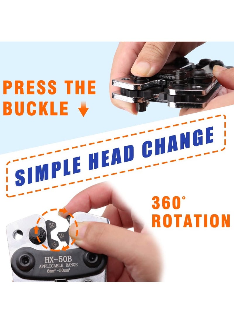 Battery Cable Lug Crimping Tool, Wire Crimper Tool, Heavy Duty Crimper for Wire Lugs, AWG 10-1/0 for Heavy Duty Wire Lugs, Battery Terminal, Copper Lugs Terminals - Image 5